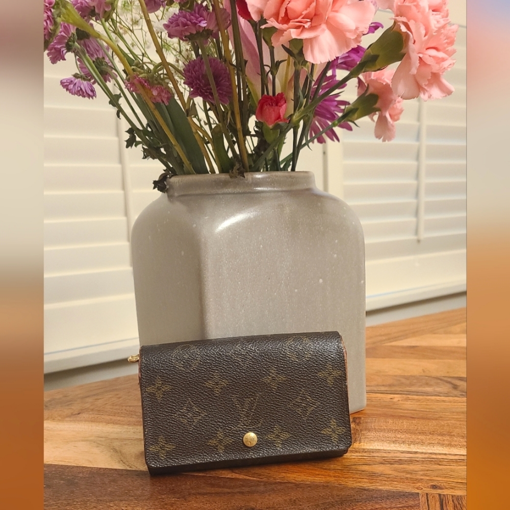 Lous Vuitton Lv Monogram Zipper Wallet Vintage Canvas Authentic